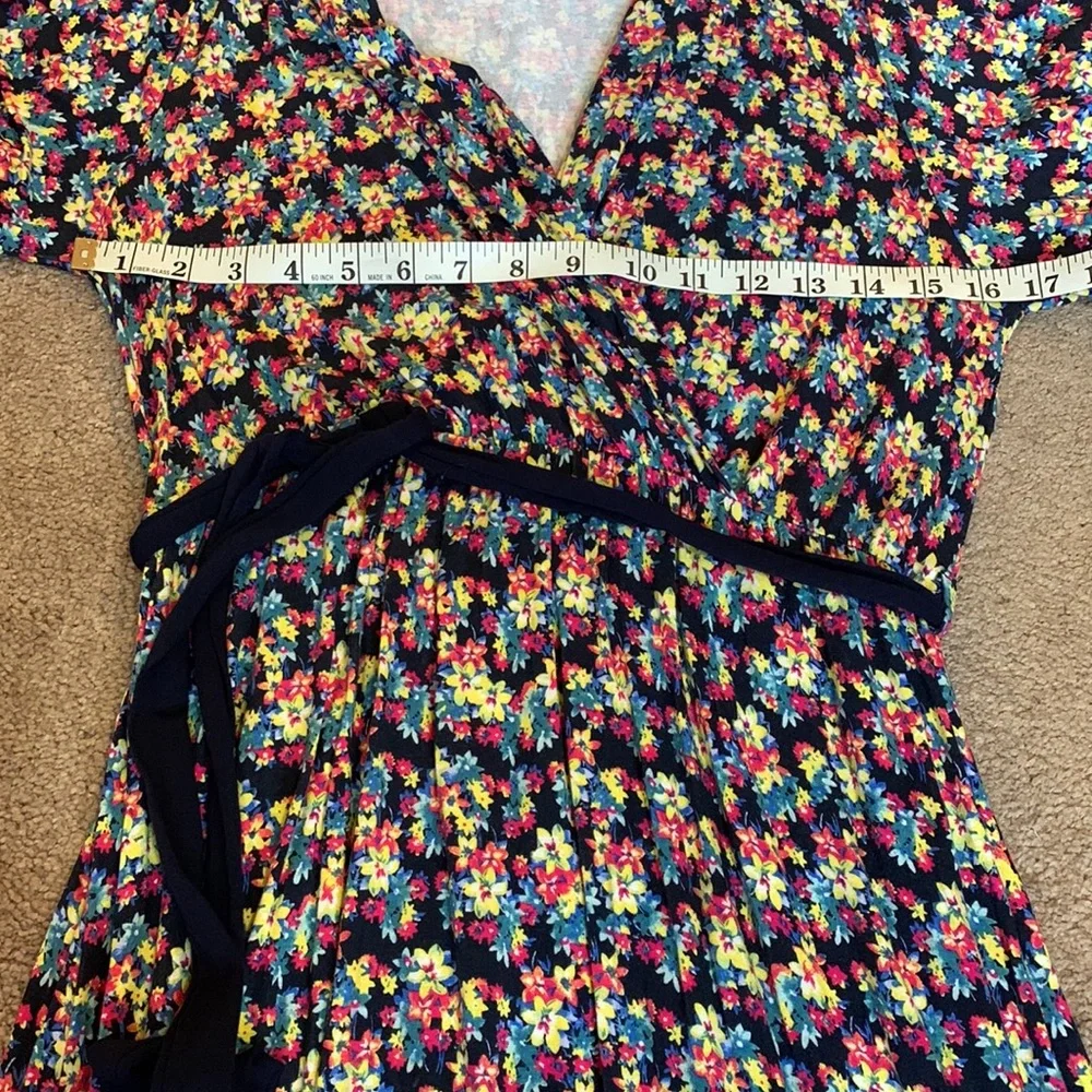 Chris & Carol Floral Half Sleeve A-Line Dress with Waist Tie Women’s Large - Picture 9 of 12
